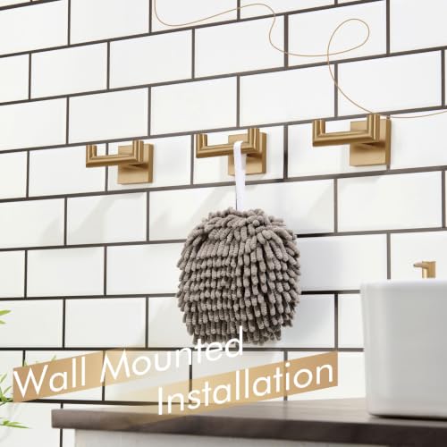 Image of KOKOSIRI Robe Hooks Bath Towel Hooks Bathroom Hardware Double Coat Hooks Wall Mounted, 3 Pack Champagne Bronze Stainless Steel B1015CPG-P3