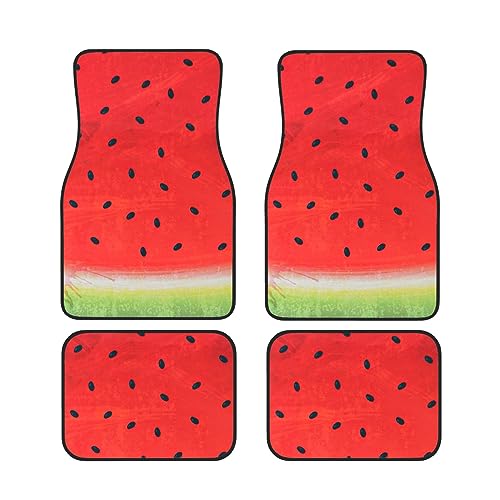 Tapis de sol voiture pastèque rouge universels pour SUV et camions - Lot de 4