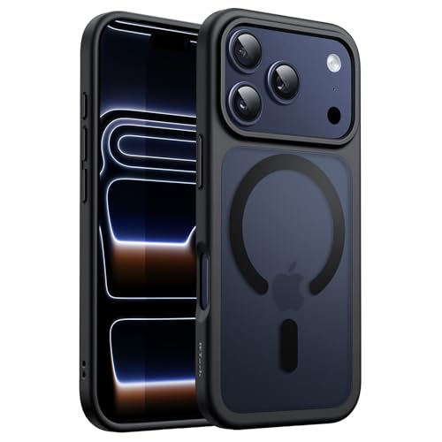 Image of JETech Magnetic Case for iPhone 17 Pro 6.3-Inch Compatible with MagSafe, Translucent Matte Back Slim Minimalist Shockproof Phone Cover (Black)