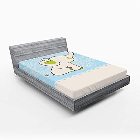 Lunarable Elephant Flower Heart Fitted Sheet Cover