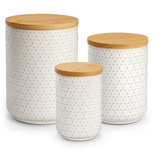 MALACASA LYDIA Ceramic Canisters Set with Airtight Lids, 80/40/20 oz Coffee Canisters...