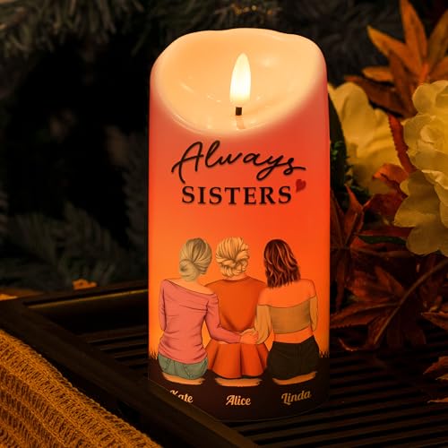 Image of Macorner Personalized LED Candle Chirstmas Sister Birthday Gifts, Sister Gifts from Sister, Gifts for Sister, Soul Sister, Friendship Gifts for Women, The Bond Between Us Will Always Be Strong