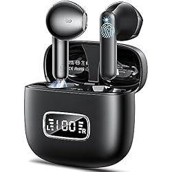 Aoslen Auriculares Bluetooth 5.3 Inalámbricos Auriculares Bluetooth HiFi Estéreo, 42H Cascos Inalámbricos Control Táctil Pantalla LED, Incorporado ENC Cancelación de Ruido