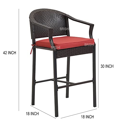 Image of BRISHI Outdoor Bar Set Garden Patio Bar Set 1+2 2 Chairs and Table Set Balcony Bar Table with Stool Set (Black)