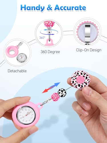 Image of Plifal Nurse Watch Nursing Pocket Badge Fob with Second Hand - Retractable Clip On Clock with Secondhand for Medical Staff Women Men