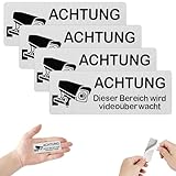 Zikenis 4 Stück Videoüberwachung Schilder,Selbstklebend Aluminium Schild Warnschild,Aluminium Hinweisschild Kamera Überwachung Schild,für Innen und Außenbereich,85×30mm