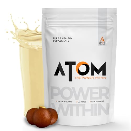 Image of AS-IT-IS ATOM Whey Protein 1kg | 27g protein | Isolate & Concentrate | Royal Gulab Jamun | USA Labdoor Certified | With Digestive Enzymes for better absorption