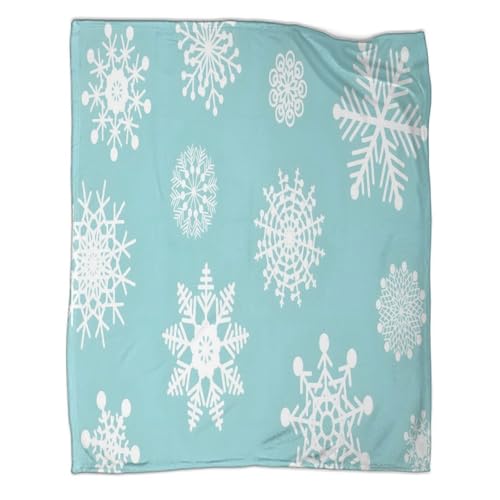 Couverture lit 150x200 plaid microfibre flocon neige 3D hiver - 3