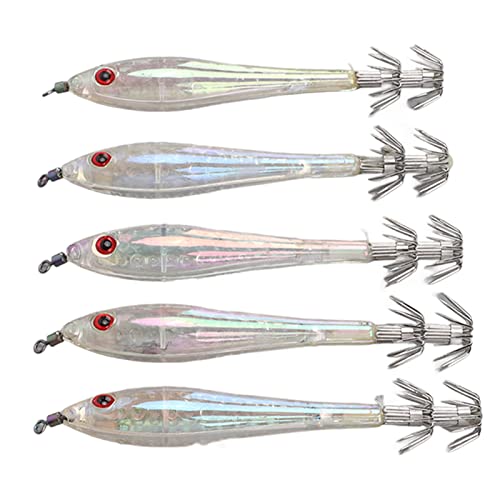 Isca de pesca dura de 5 peças, ganchos de isca falsa de lula de simulação, iscas de pesca de lula, g