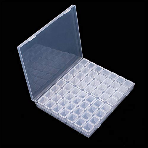 Image of 1 Pack 56 Grids Diamond-Paint-Art Box Plastic Jewelry Organizer Storage Container Diamond Embroidery Storage Boxes Nail Art Tools Storage Case for DIY Rhinestone Beads or Nail Art Small Findings