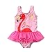 Bañador de Bebé Niña Traje de Baño para Niñas Pequeñas Bikini de Una Pieza con Falda Volante de Tul y Estampado de Flamenco Ropa Baño Playa de Chicas para Vacaciones Viaje (Rosa, 2-3 Años)