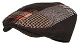 Men's Multi Pattern Patchwork Wool Blend Newsboy Ivy Golf Hunting Hat (MULTI-RED, LXL)