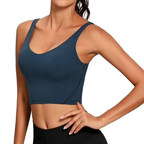 Image of Lemedy Women Sports Bra Longline Crop Tank Top Padded Workout Running Yoga