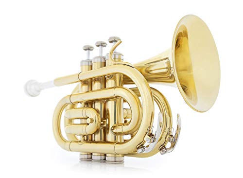 Classic Cantabile Brass TT-500 Bb-Taschentrompete Messing - Trompete im Taschenformat - Messing lackiert - Inklusive Mundstück und Koffer