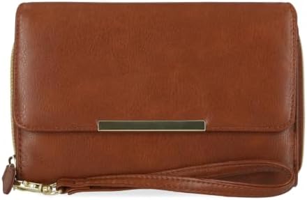 Mundi Big Fat Wallet Womens RFID Blocking Clutch Organizer with Wristlet, Cognac image 4