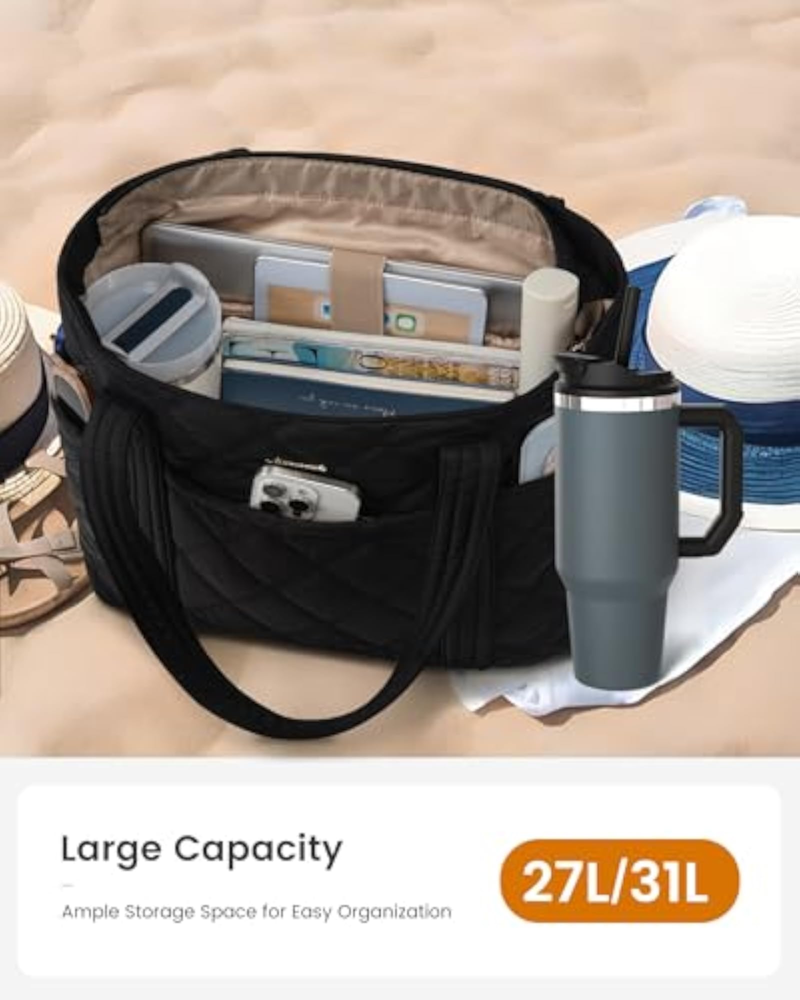 Puffer Tote Bag for Women, Puffy Work Handbag