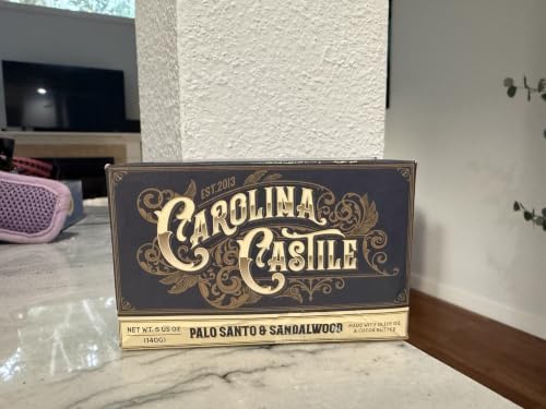 Image of Carolina Castile Soap Palo Santo & Sandalwood Bar Soap - Triple Milled for a Smooth, Silky Lather - Made with Unsaponified Olive Oil & Fair-Trade Cocoa Butter for a Soft, Daily Wash - 5 oz