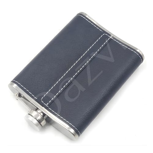 Image of Stainless Steel Hip Flask for Men & Women 8oz (236ml) - Whisky Flask Vodka Alcoholic Liquor Holder with Funnel Drinks Pocket Carrying Case - Leakproof Travel Flasks for Drinks, (Black JW)