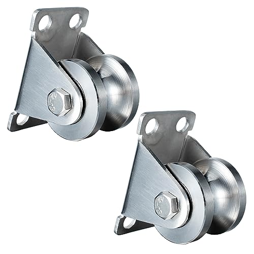Cable Pulley Wheel Wall Mount, Duplex Bearings, Stainless Steel Rope Pulley for Pulley System, Sliding Gate, 2 Pack
