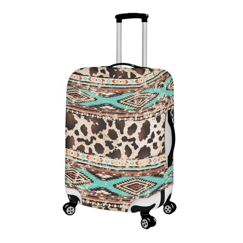 Travel Luggage Cover, Aztec Tribal Ethnic Style Cow Hide Print Washable Elasticity Baggage Covers Suitcase Cover Protector for Luggage 18-21 Inch (S)2