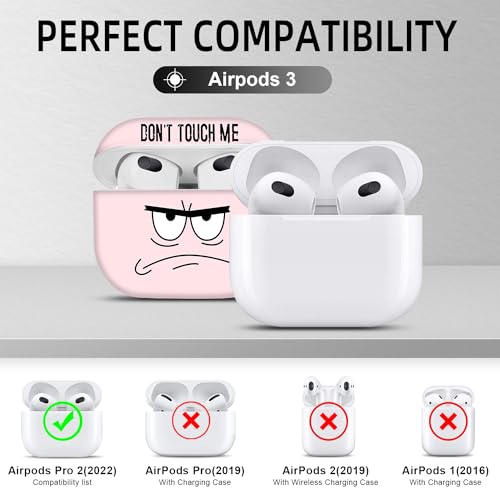 Image of for Airpods 3rd Generation Case,Don't Touch Me Cool Cover with Lanyard Big Eyes Cute Cartoon for Airpods 3rd Generation Case,Soft Shockproof Cover for Women Men-Pink