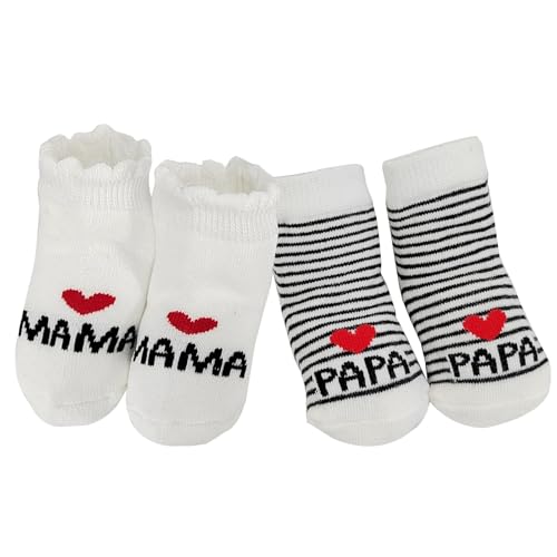 EQLEF Mama&Papa Baumwollsocken für Neugeborene - Dünne Socken 0-6 Monate...