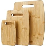 Bamboo Cutting Board with Handle (3 piece set)- Kitchen Chopping Board for Meat, Vegetables, Fruits,...