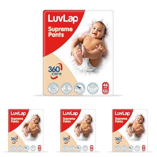 Image of LuvLap Unisex Supreme Diaper Pants XXL, 15-25Kg, 46Pc, 360 Skin Care With 10 Million Breathable Pores, Aloe Vera For Superior Rash Prevention, Upto 12Hr Protection, 5 Layer Super Light Core