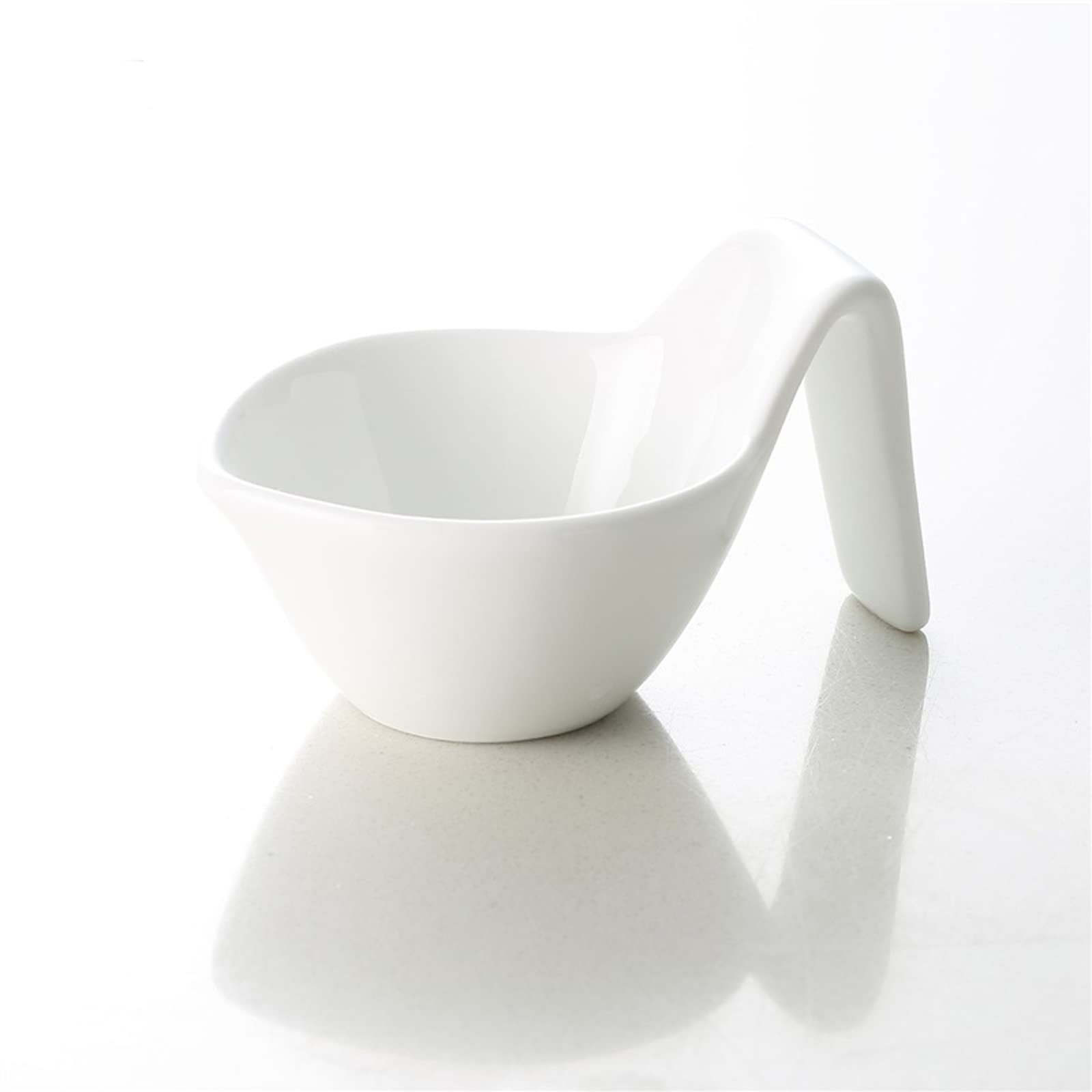 Ciotoline da Snack Dip Bowls Maniglia Cucchiaio Shack Shack Shack Shack Show Elevato in porcellana Bianco Prima colazione a buffet BUFFET Ceramica for salsa Piatto da tavola Piatti Snack Ceramica ( Co