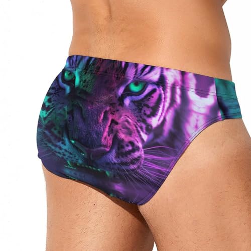 Tiger with Green Eyes Galaxy Novelty Men's Swimming Brief Swimwear Pants Trunks Beach Shorts Underwear3
