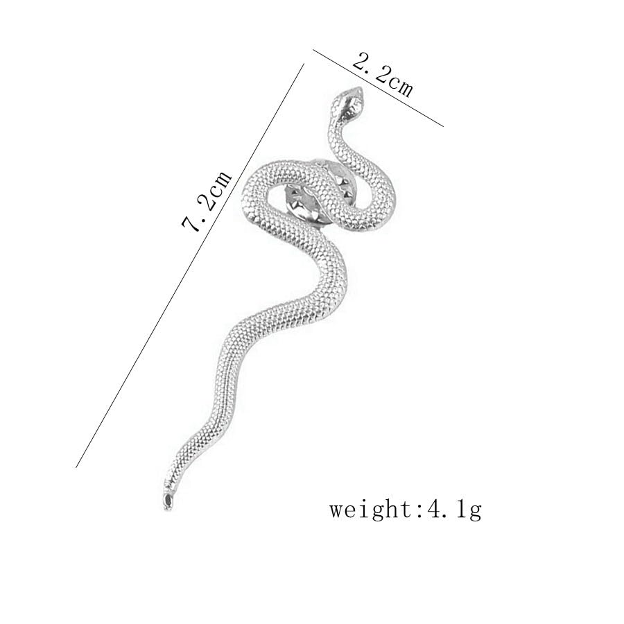 Image of Gothic Snake Brooch Pin - Thriller Animal Serpent Lapel Pin - Metal Punk Bending Creep Cobra Brooch for Women & Men - Suit & Coat Accessory