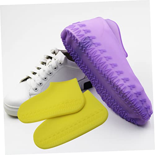 Cubiertas para zapatos impermeables KOMBIUDA, 1 par, color amarillo, talla L, para lluvia y nieve, material silicona, antideslizantes miniatura 3