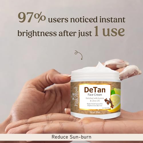 Image of Pink Root Detan Tan Removal Face Cream, Reduces Sun Tan , Helps in Hyperpigmentation & Dark Spots|Dermatologically Tested - For Tan Removal (100 g)