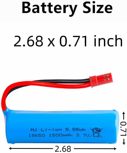 Miniatura 3 de Enchufe JST de batería de iones de litio de 3.7V 1500mAh para camiones RC QHX-557F Foam Blaster Toys 2 Pack con cargador USB