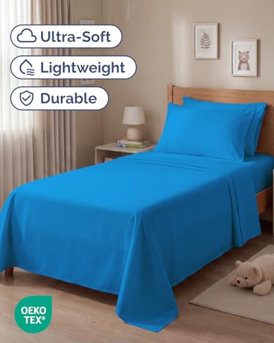 Image of Twin 4 Piece Bed Sheet Set - Soft, Breathable & Cooling Sheets - Royal Blue | Ultra Soft Hotel Luxury Bedding Set with 8-16 Inch Deep Pockets, 1 Flat & 1 Fitted Sheet & 2 Pillowcases, Wrinkle & Fade Free