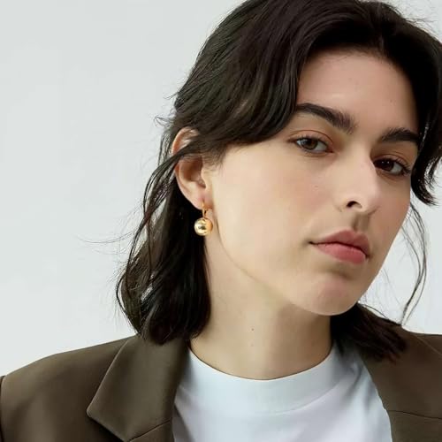 14K Gold Plated Ball Drop Earrings, Hypoallergenic Lightweight Leverback Earrings, Gift for Mom Wife Her by Febsky3