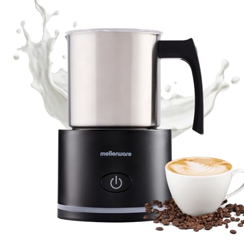 Mellerware - Espumador de Leche Inox Frothy! 600W | 240ml | 3en1 (Espuma Caliente/Fría, Calentar y Espumar) | Apagado Automático | Calentador | Café Latte Capuchino Chocolate | Negro