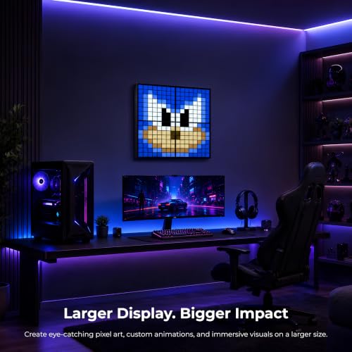 Image of Apex Spliced Pixel Display LED Frame (8x8 Pixel)(4 pcs), Smart LED Pixel Art Display, App Control, DIY Animation, Digital Clock, 16x16 or 32x8 Display, Gaming Room & Desk Decor