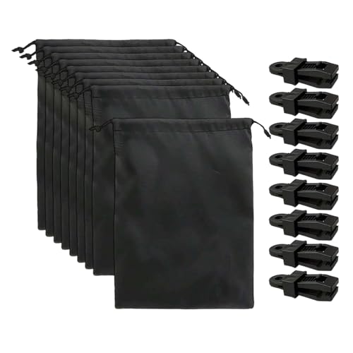 Fenteer Pesos para Cortinas Contrapesos a Prueba de Viento Bolsas Lastradas Rellenables Y Clips de Anclaje de Tela Oxford Duradera Adecuado para Terrazas Jar, 8 Uds., Individual