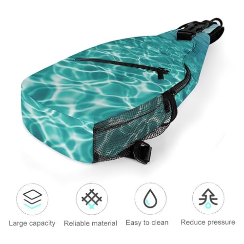 Mochila deportiva tipo sling azul para senderismo miniatura 5