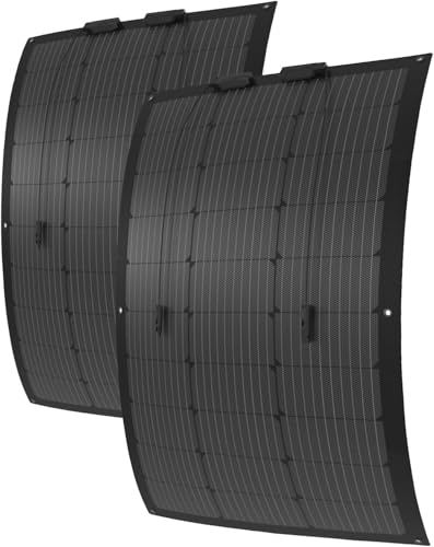ECOHEMS Panel Solar Flexible 2X100W Monocristalino Alta Eficiencia para Superficies Curvas | Placa Solar Portátil con IP68 para Autocaravanas, Barcos y Camping | Ligero, Resistente y Fácil de Instalar