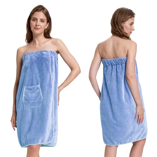 Image of PJGGZ Towel Wrap for Women, Three Adjust Clasps Closure Bath Wraps After Shower Spa Sauna Bathrobe(Available in Plus Size)
