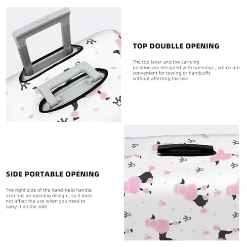 Travel Luggage Cover Protector - Pink Cute Poodle Dog Crown Anti-Scratch Suitcase Covers Fits 18-32 Inch Luggage3