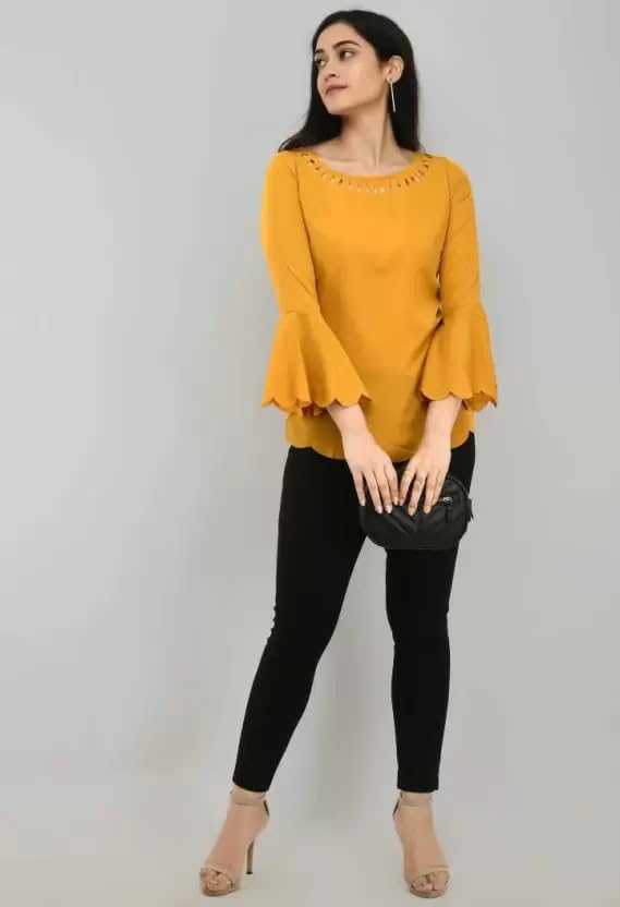 Image of ZohaCollection Women Crepe Top for Office, Daily, Casual Wear Top for Women /Girls Top