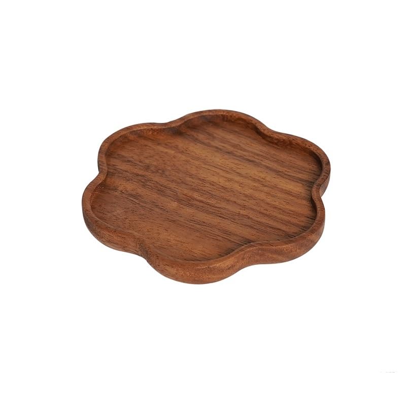 Bandeja de té de postre en madera de ámbar con base estable para un servicio seguro