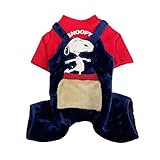 OUHUAN ペット服 犬服 ドッグウェア Tシャツ パーカー 春秋冬 サンゴフリース 可愛い スヌーピー ペットウェア 四足 犬の服 犬猫洋服 柔らかい 防寒 人気 仮装 小中型犬服 猫服 犬用コスチューム クリスマス (XXL，ダークブルー)