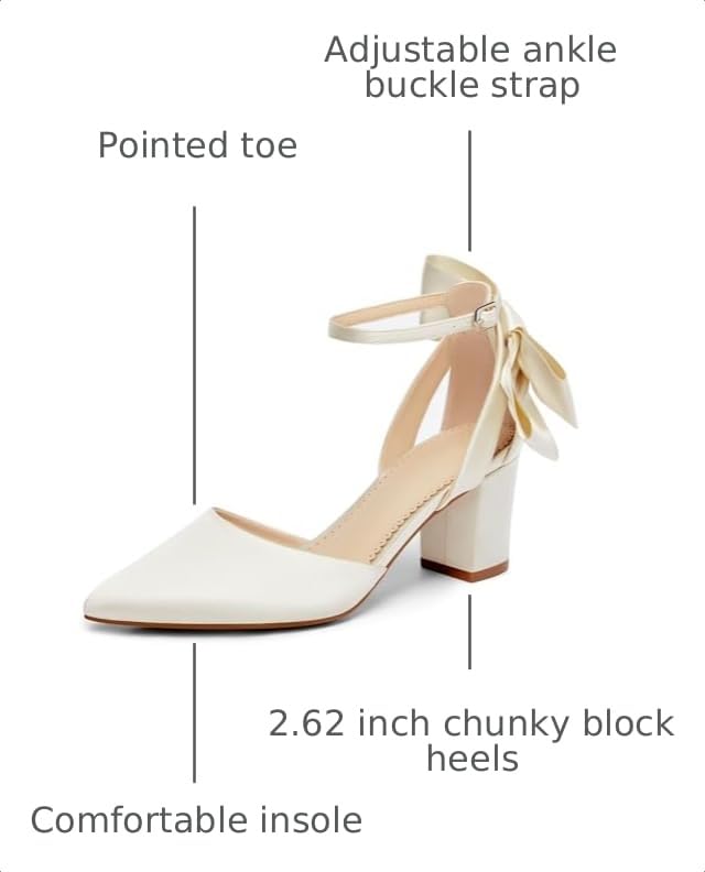 Image of Coutgo Women's Chunky Heels Ankle Strap Pointed Toe Pumps