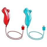 Nunchuk Nunchuck Controllers for Wii u PRO Console (Blue and Red，2 Packs)