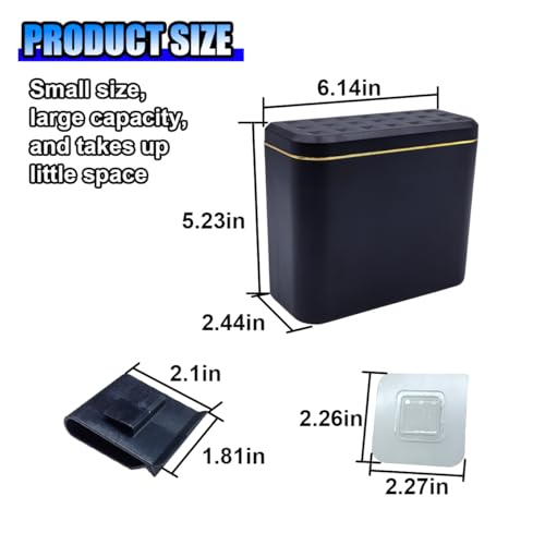 Image of Car Trash Can With Lid - Portable Hanging Auto Leakproof Garbage Organizer, Waterproof Mini Dustbin With 1 Roll Trash Bag for Vehicle, Office, Home (Gold)