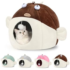 Vanansa Cat Bed for Indoor Cats, Soft Premium Pet Bed, Available in All Seasons,No Deformation, Anti-Slip Bottom, Great Medium Cat Houses for Indoor Cats, Roomy Cat Tent for Indoor Cats(L, 18″ x 15″)